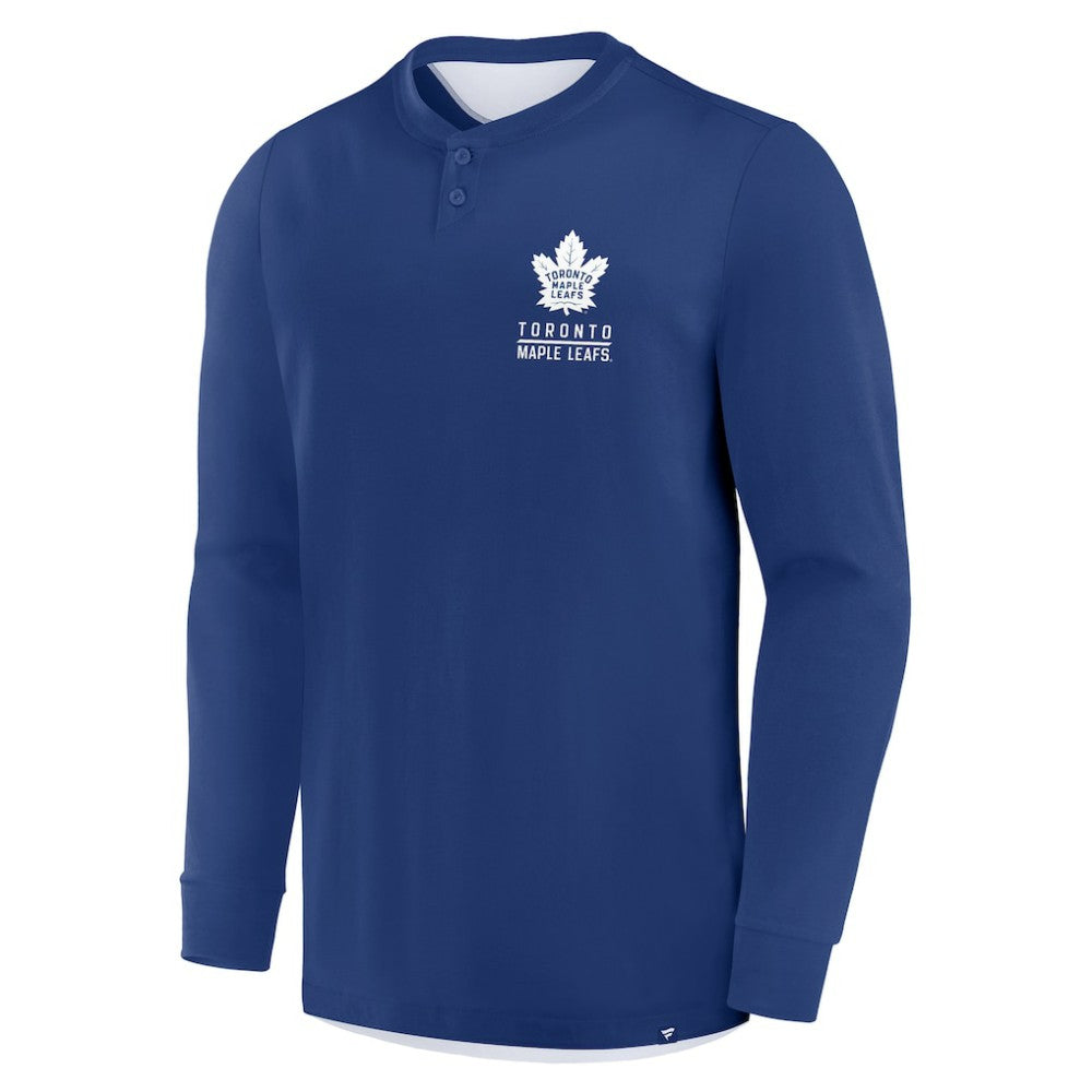 Toronto Maple Leafs Fanatics Adrenaline Push Long Sleeve Henley Shirt - Blue | US 201742884