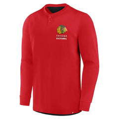 Chicago Blackhawks Fanatics Adrenaline Push Long Sleeve Henley Shirt - Red | US 201742885