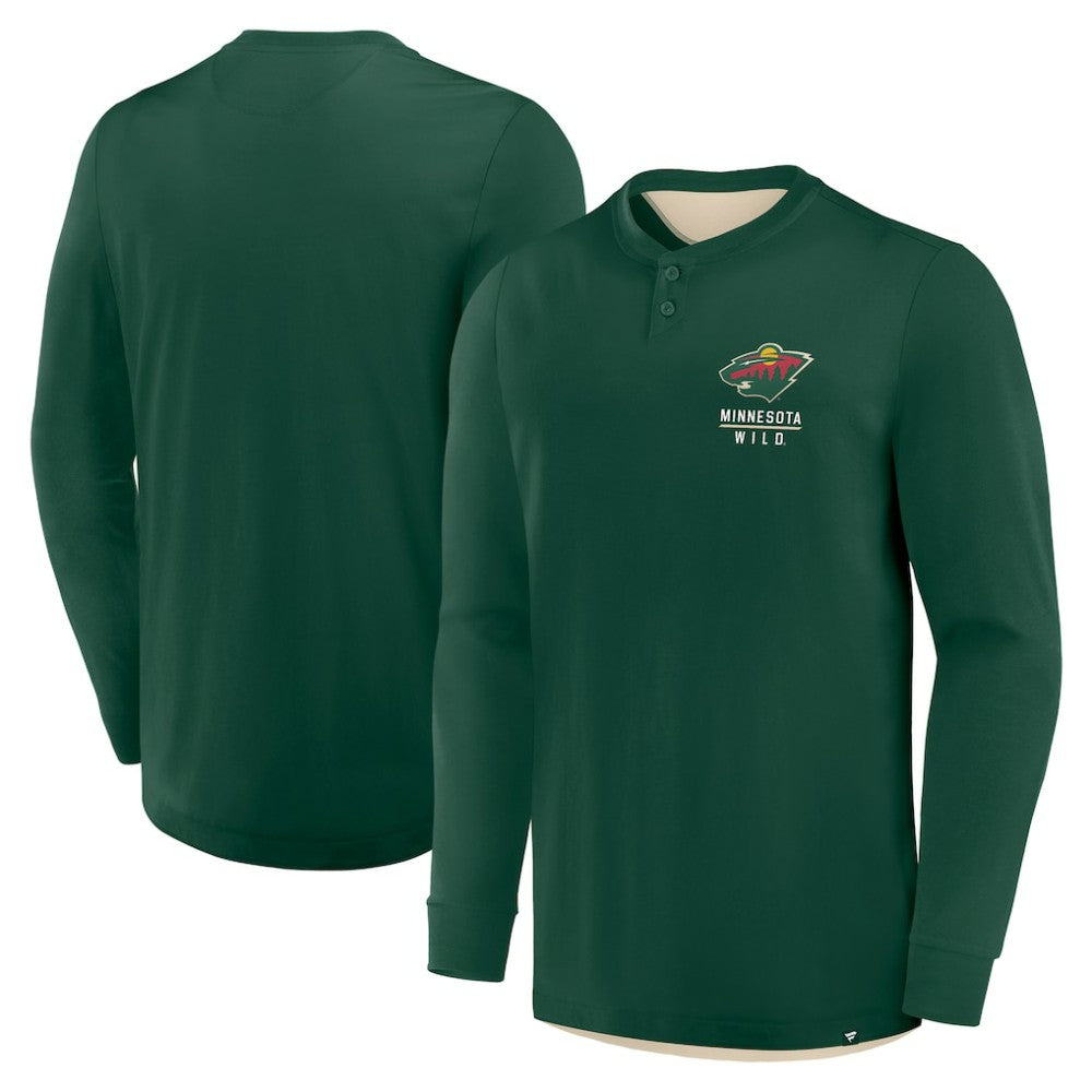 Minnesota Wild Fanatics Adrenaline Push Long Sleeve Henley Shirt - Green | US 201742888