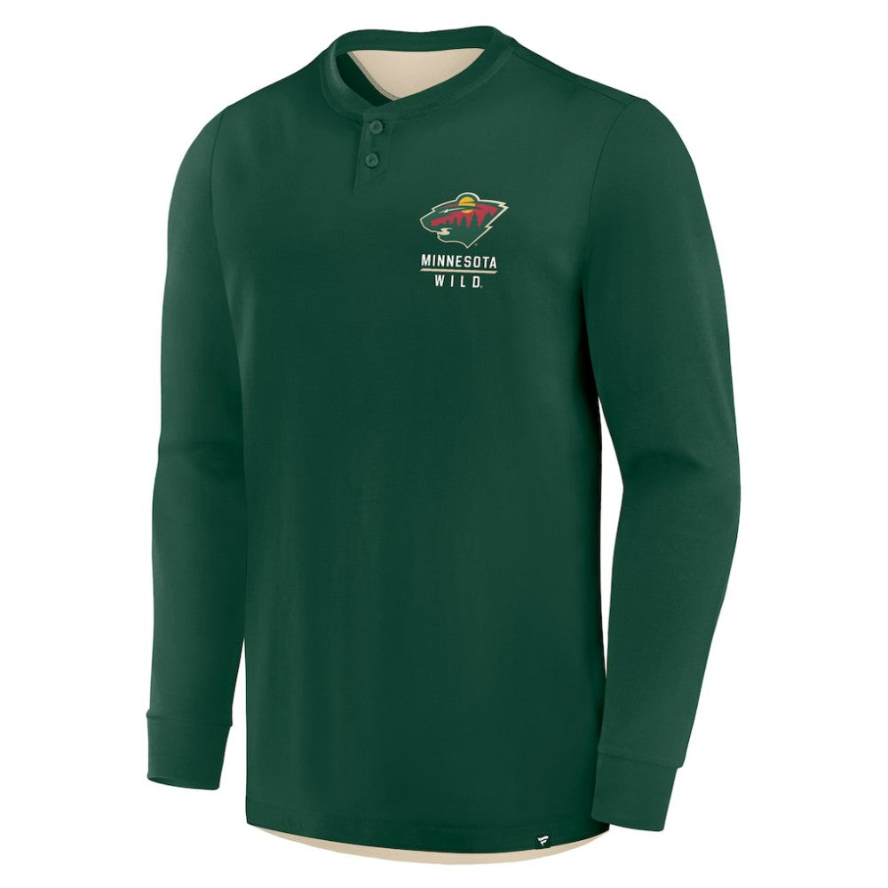 Minnesota Wild Fanatics Adrenaline Push Long Sleeve Henley Shirt - Green | US 201742888