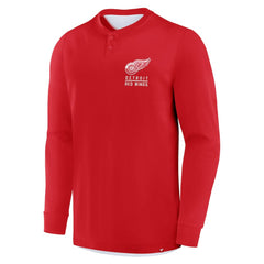 Detroit Red Wings Fanatics Adrenaline Push Long Sleeve Henley Shirt - Red | US 201742890