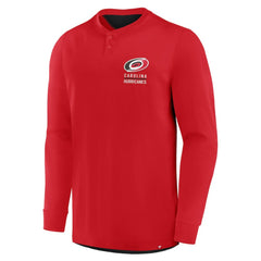 Carolina Hurricanes Fanatics Adrenaline Push Long Sleeve Henley Shirt - Red | US 201742891