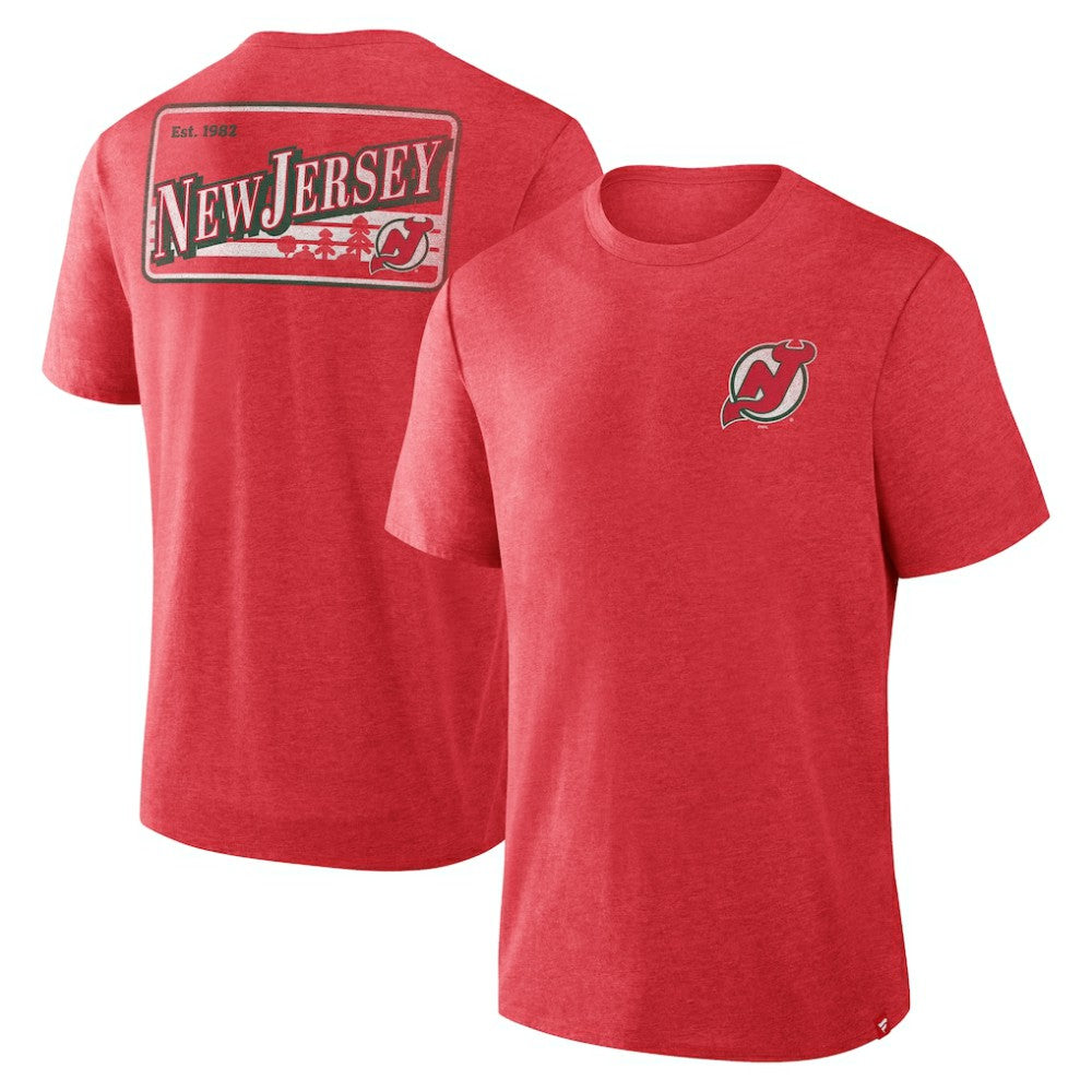 New Jersey Devils Fanatics Fan Lanes Tri-Blend T-Shirt - Heather Red | US 201742925