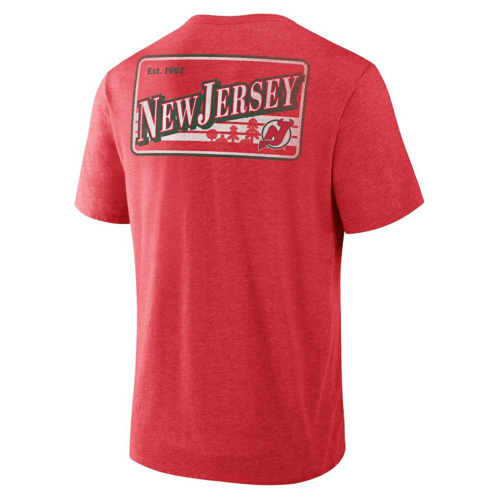 New Jersey Devils Fanatics Fan Lanes Tri-Blend T-Shirt - Heather Red | US 201742925