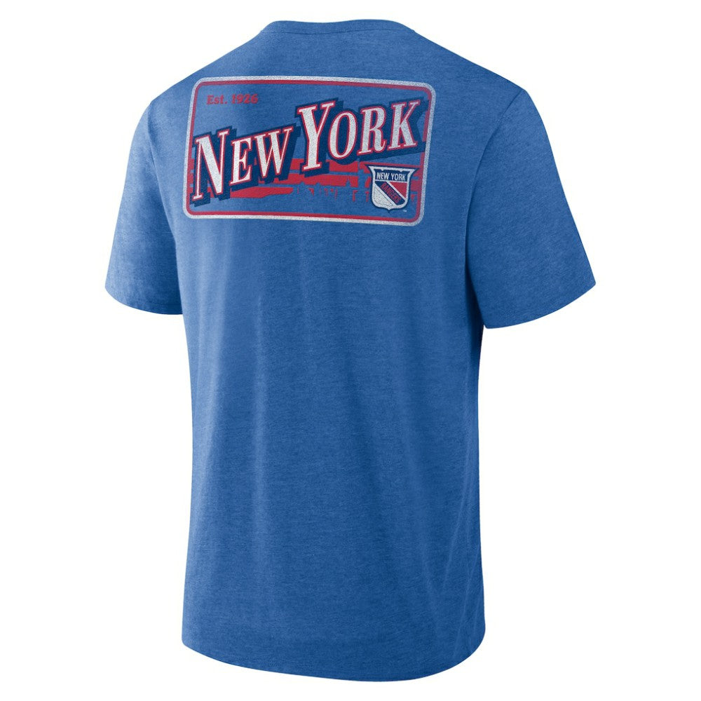 New York Rangers Fanatics Fan Lanes Tri-Blend T-Shirt - Heather Blue | US 201742939