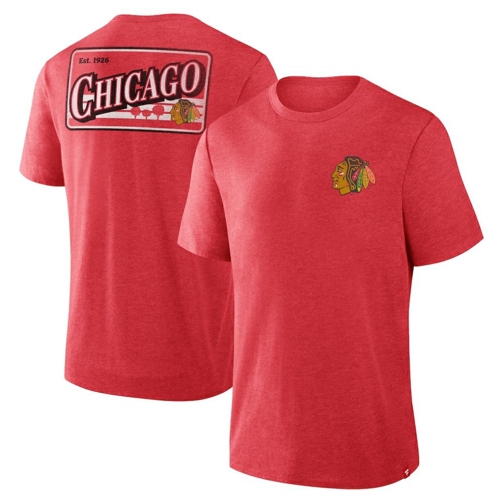 Chicago Blackhawks Fanatics Fan Lanes Tri-Blend T-Shirt - Heather Red | US 201742945