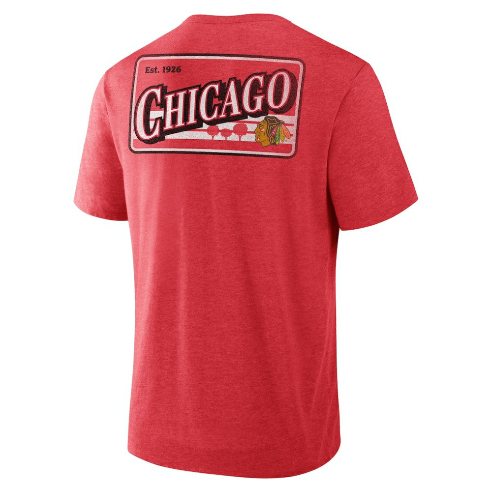 Chicago Blackhawks Fanatics Fan Lanes Tri-Blend T-Shirt - Heather Red | US 201742945