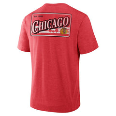 Chicago Blackhawks Fanatics Fan Lanes Tri-Blend T-Shirt - Heather Red | US 201742945