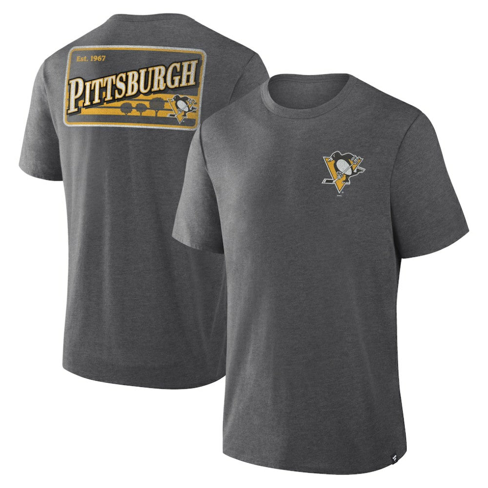 Pittsburgh Penguins Fanatics Fan Lanes Tri-Blend T-Shirt - Heather Charcoal | US 201742951