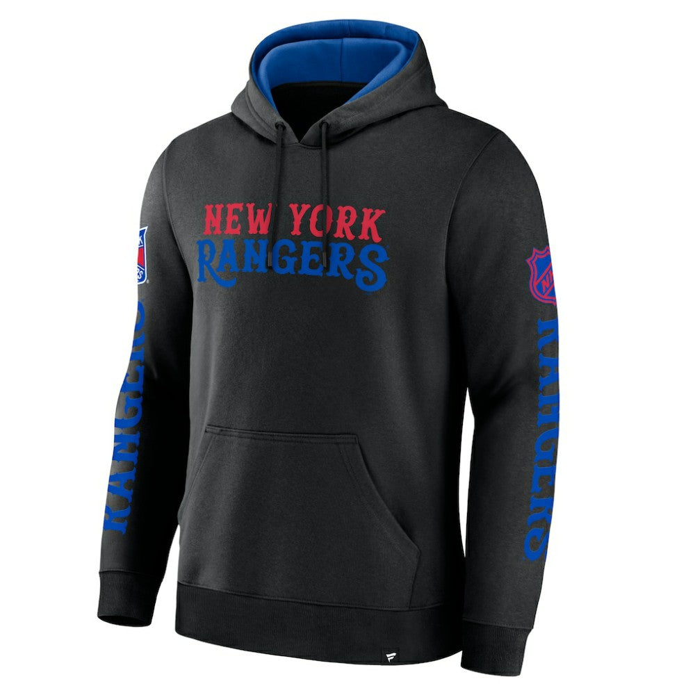New York Rangers Fanatics Big City Legacy Fleece Pullover Hoodie - Black | US 201742969