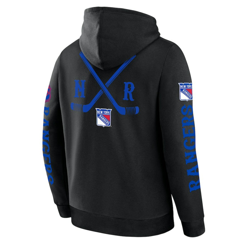 New York Rangers Fanatics Big City Legacy Fleece Pullover Hoodie - Black | US 201742969