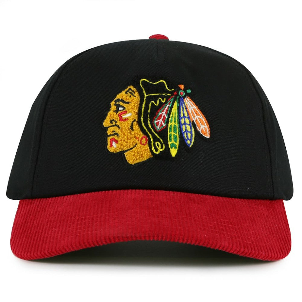 Chicago Blackhawks American Needle Burnett Adjustable Hat - Black/Red | US 201747140