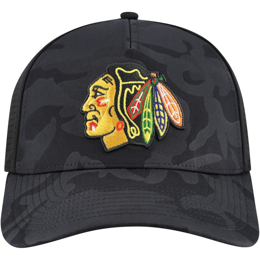 Chicago Blackhawks American Needle Valin Camo Super Tech Vented Adjustable Hat - Black | US 201747161