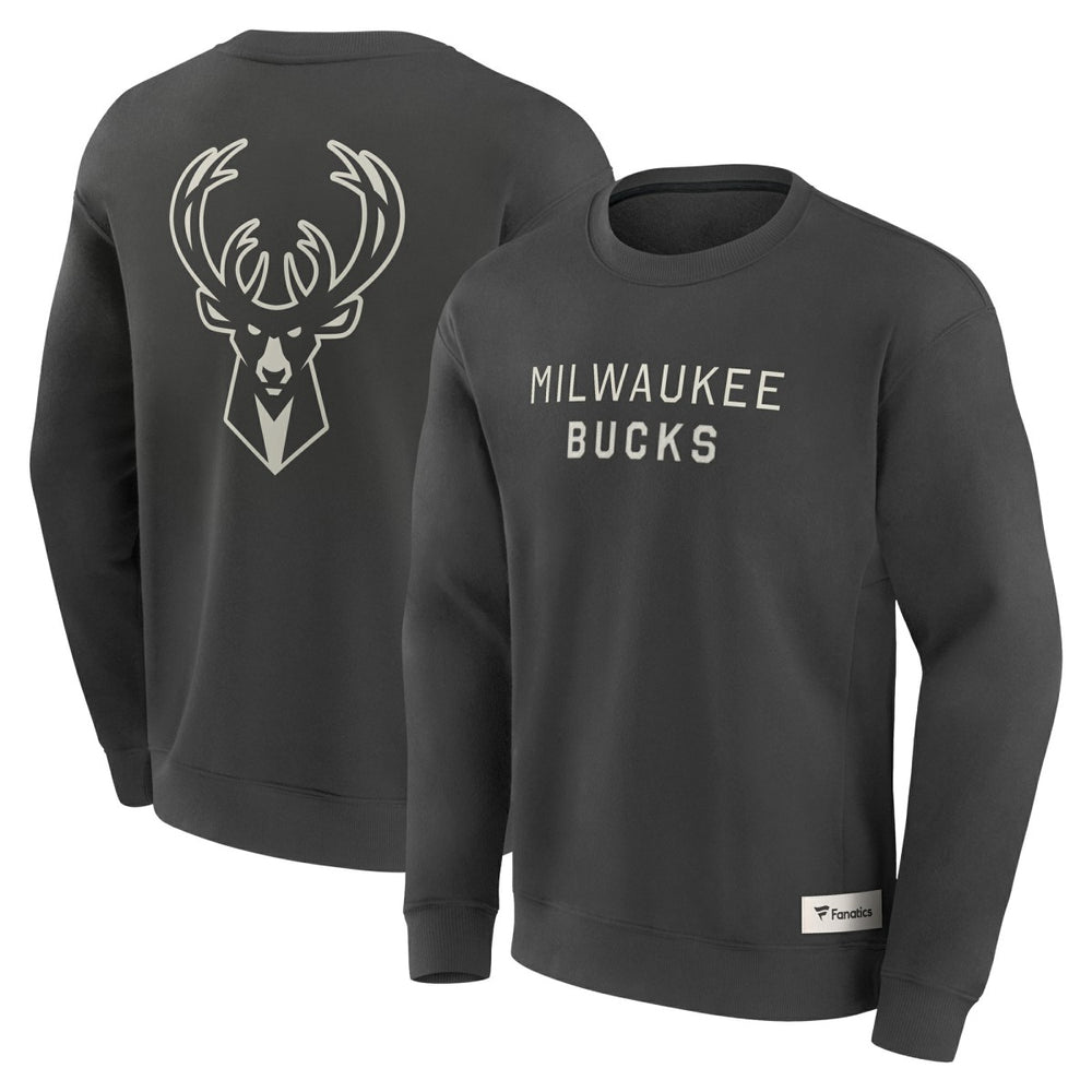 Milwaukee Bucks Elements Future Ground Lettering Pullover Sweatshirt Gray - Fanatics