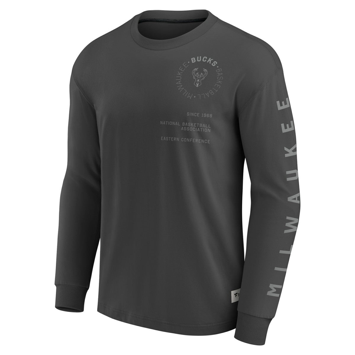 Milwaukee Bucks Elements Future Ground Tonal Info Long Sleeve T-Shirt Gray - Fanatics