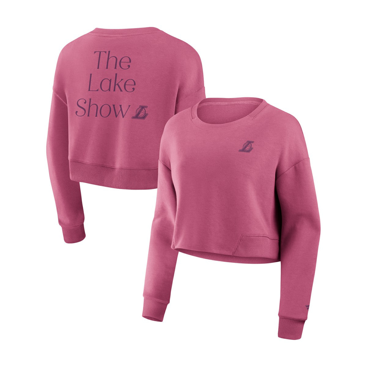 Los Angeles Lakers Women's Studio Tri-Blend Cropped Pullover Sweatshirt Pink - Fanatics