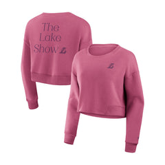 Los Angeles Lakers Women's Studio Tri-Blend Cropped Pullover Sweatshirt Pink - Fanatics