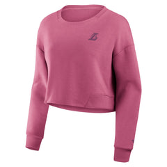Los Angeles Lakers Women's Studio Tri-Blend Cropped Pullover Sweatshirt Pink - Fanatics