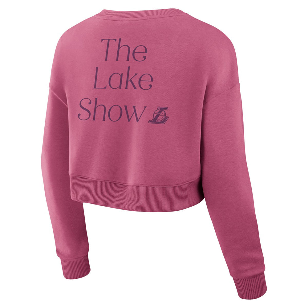 Los Angeles Lakers Women's Studio Tri-Blend Cropped Pullover Sweatshirt Pink - Fanatics