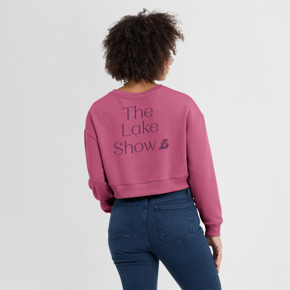 Los Angeles Lakers Women's Studio Tri-Blend Cropped Pullover Sweatshirt Pink - Fanatics
