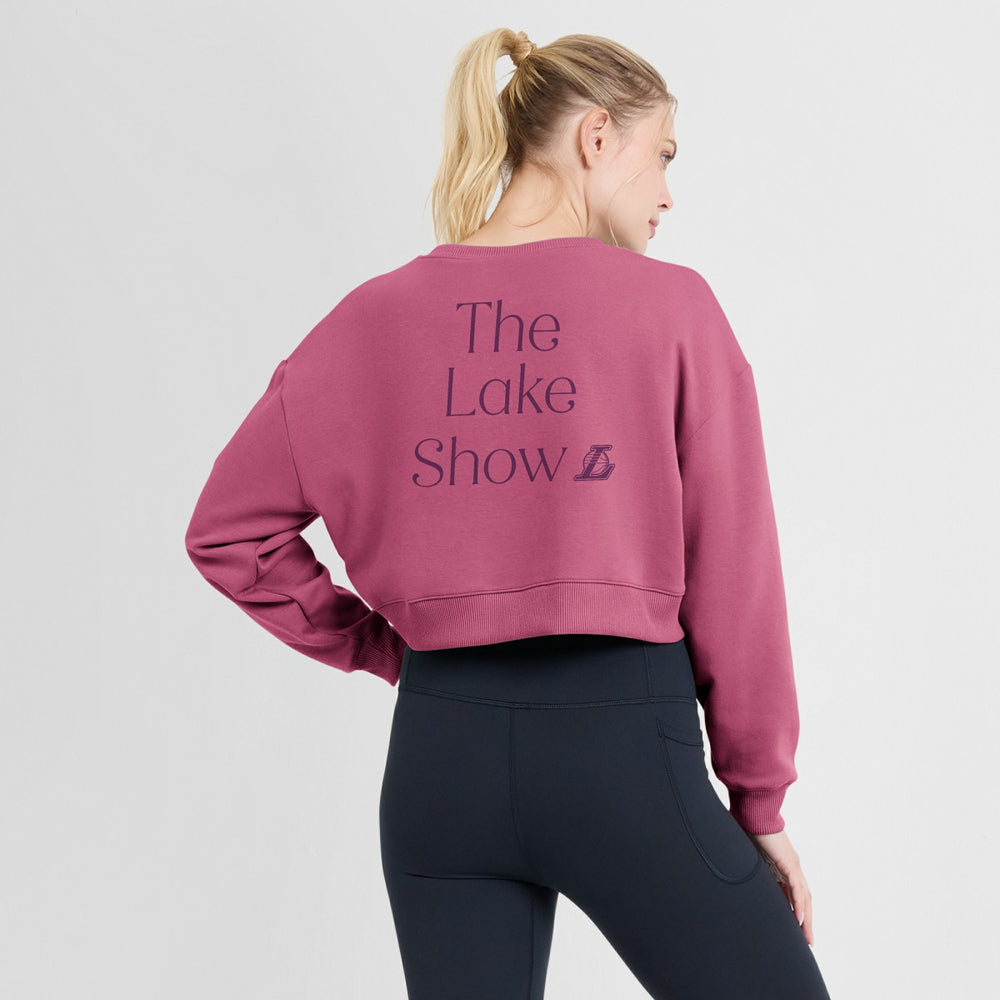 Los Angeles Lakers Women's Studio Tri-Blend Cropped Pullover Sweatshirt Pink - Fanatics
