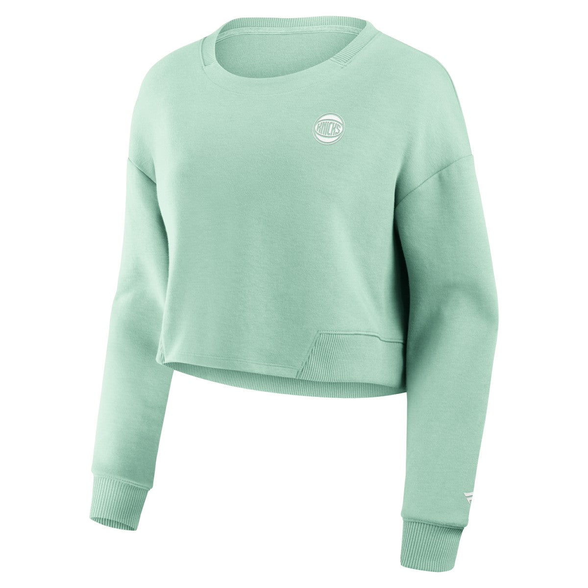 New York Knicks Women's Studio Tri-Blend Cropped Pullover Sweatshirt Mint - Fanatics
