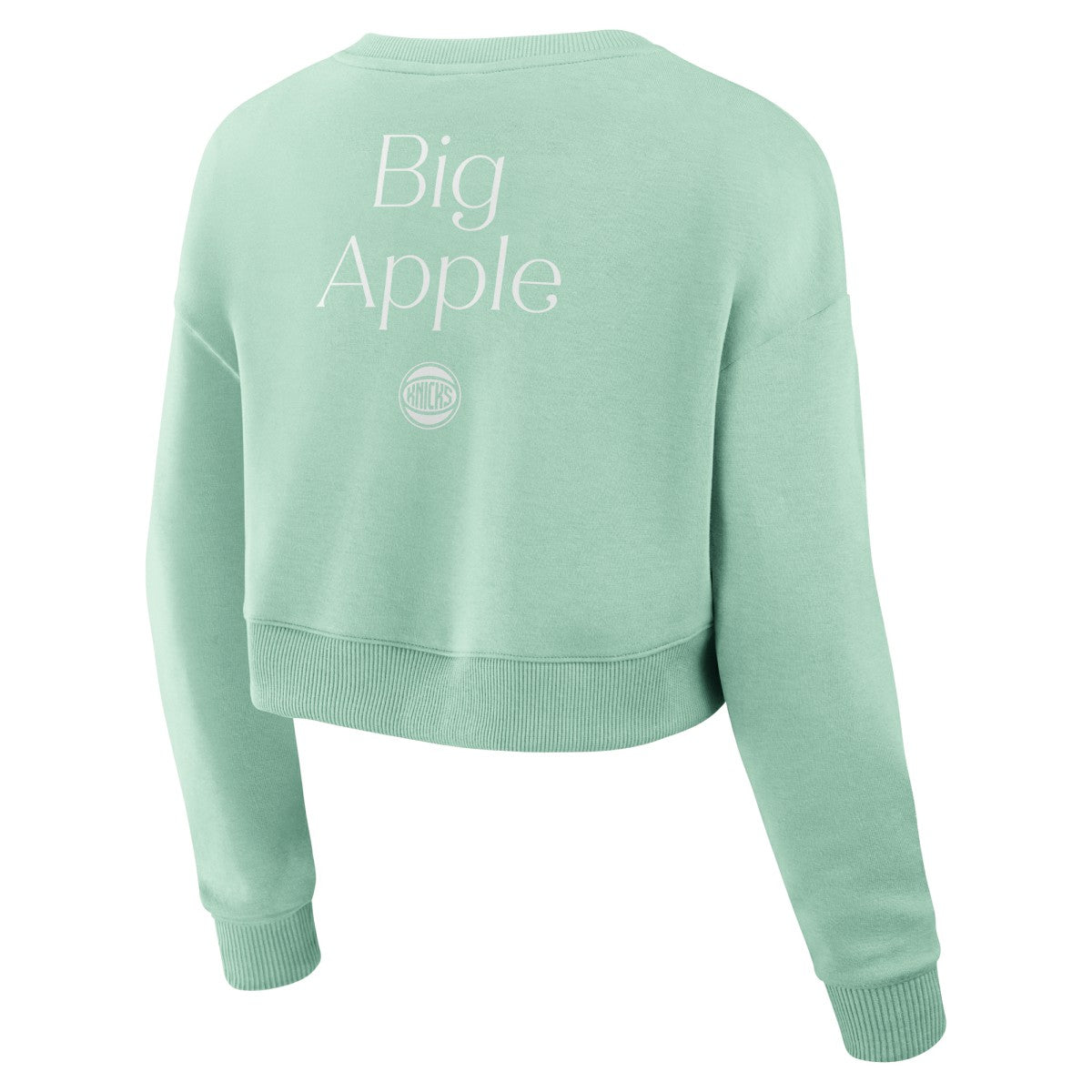New York Knicks Women's Studio Tri-Blend Cropped Pullover Sweatshirt Mint - Fanatics