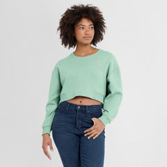 New York Knicks Women's Studio Tri-Blend Cropped Pullover Sweatshirt Mint - Fanatics