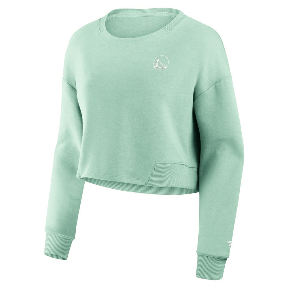 Golden State Warriors Women's Studio Tri-Blend Cropped Pullover Sweatshirt Mint - Fanatics