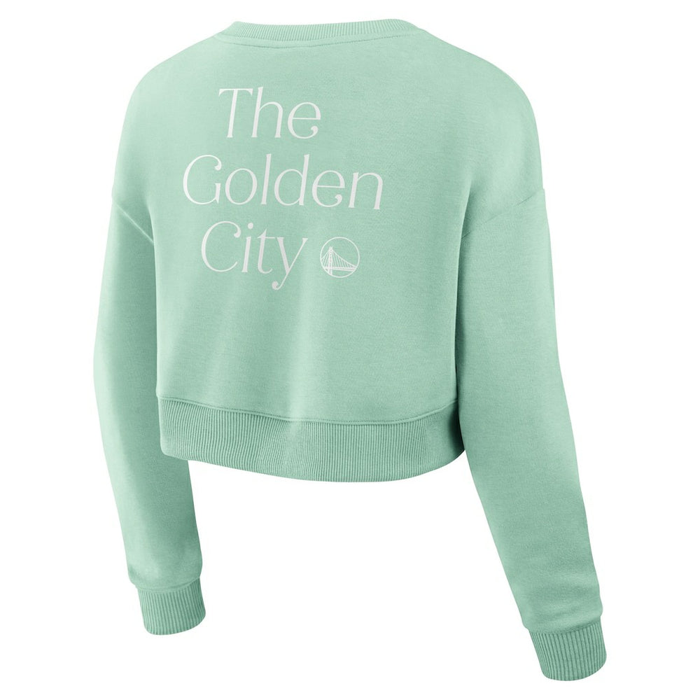 Golden State Warriors Women's Studio Tri-Blend Cropped Pullover Sweatshirt Mint - Fanatics