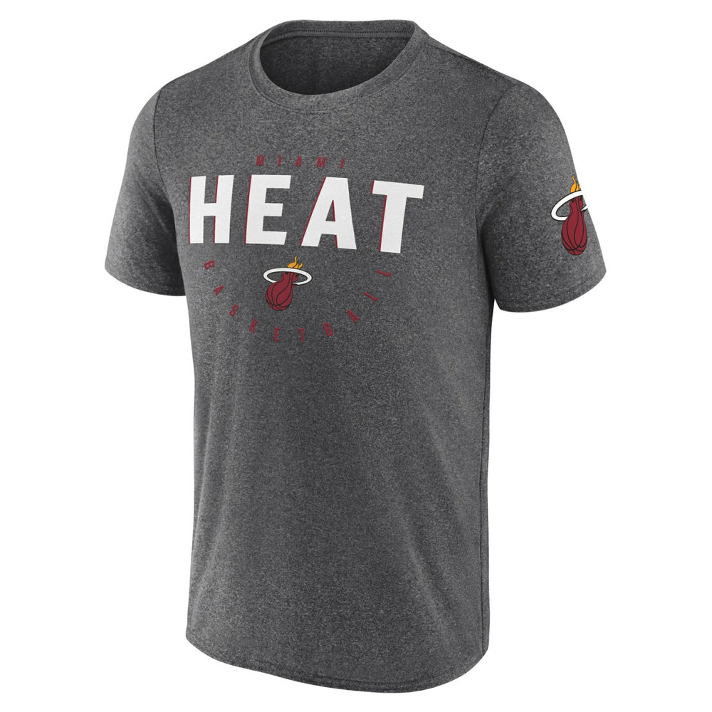 Miami Heat Logo Athletic Block Practice Performance T-Shirt Heather Charcoal