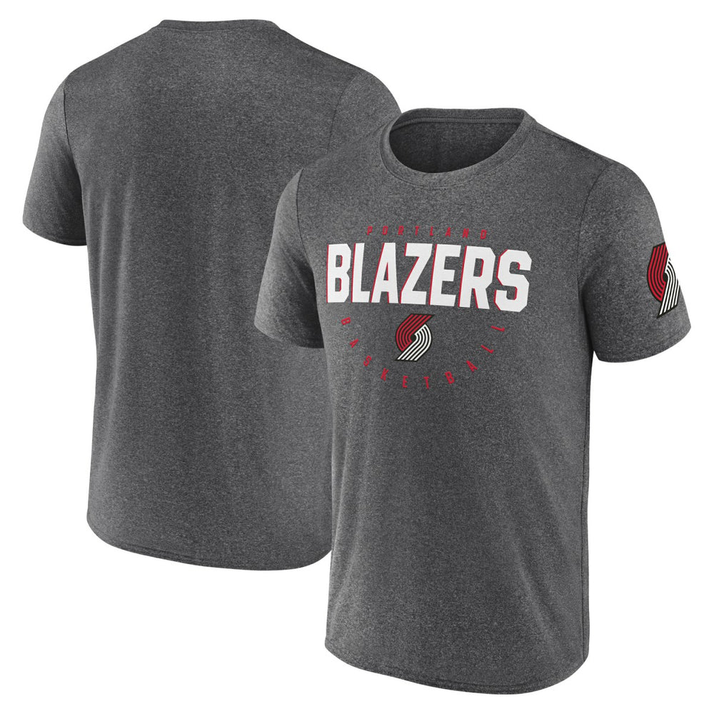 Portland Trail Blazers Logo Athletic Block Practice Performance T-Shirt Heather Charcoal