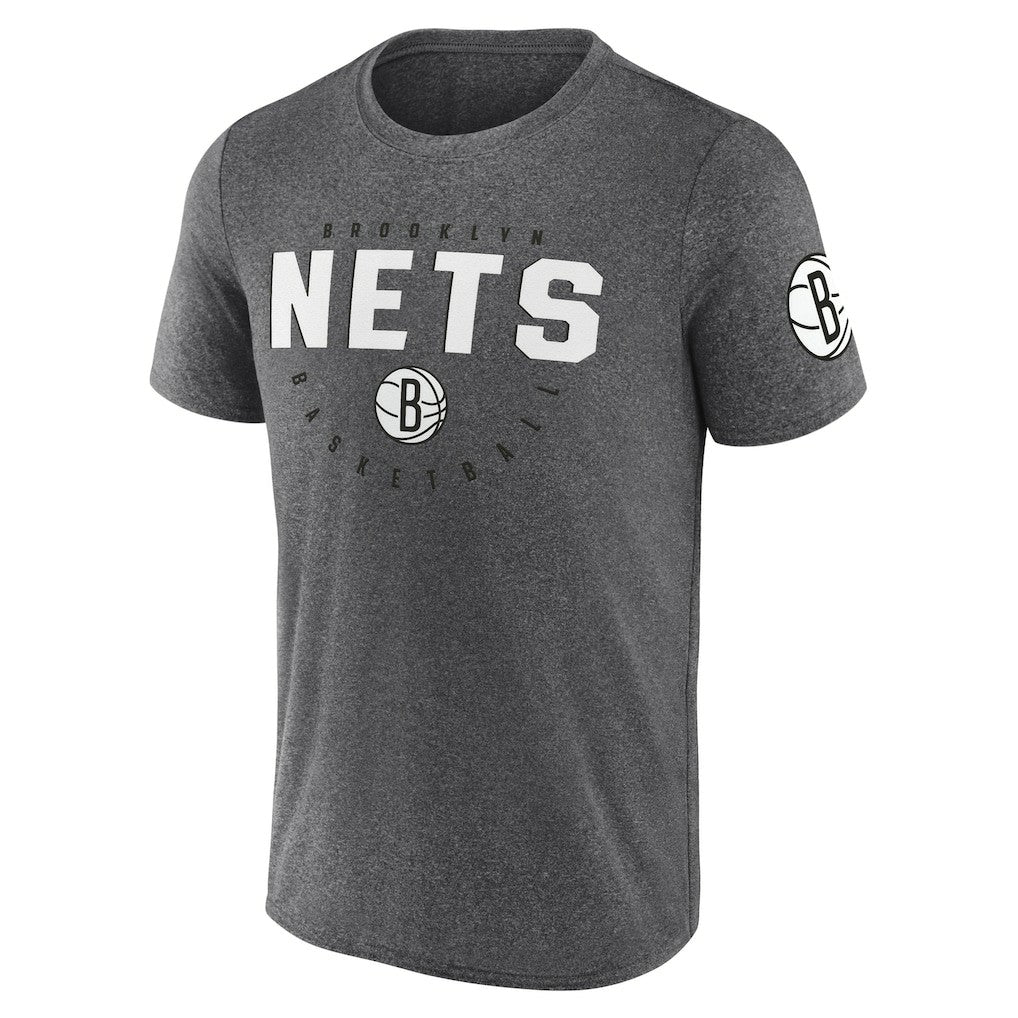 Brooklyn Nets Logo Athletic Block Practice Performance T-Shirt Heather Charcoal