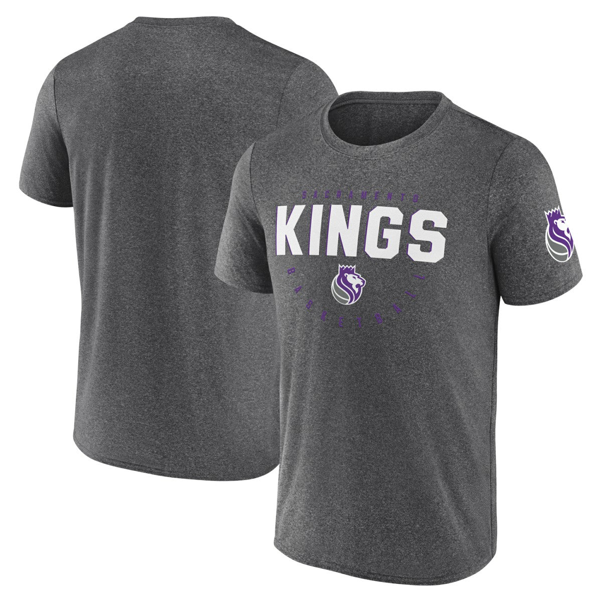 Sacramento Kings Logo Athletic Block Practice Performance T-Shirt Heather Charcoal