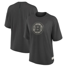 Boston Bruins Fanatics Women's Oversized Elements Raw Edge Future Ground T-Shirt - Charcoal | US 201752496