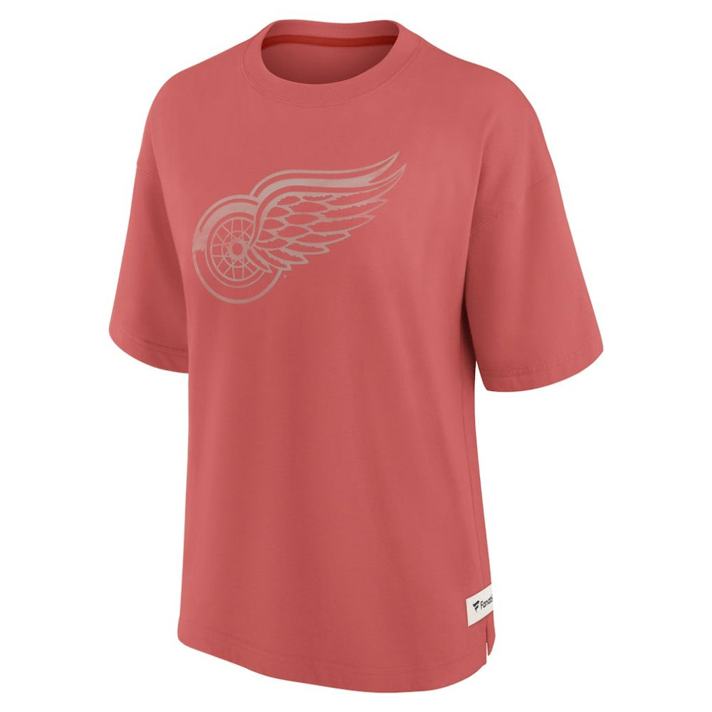 Detroit Red Wings Fanatics Women's Oversized Elements Raw Edge Future Ground T-Shirt - Red | US 201752499