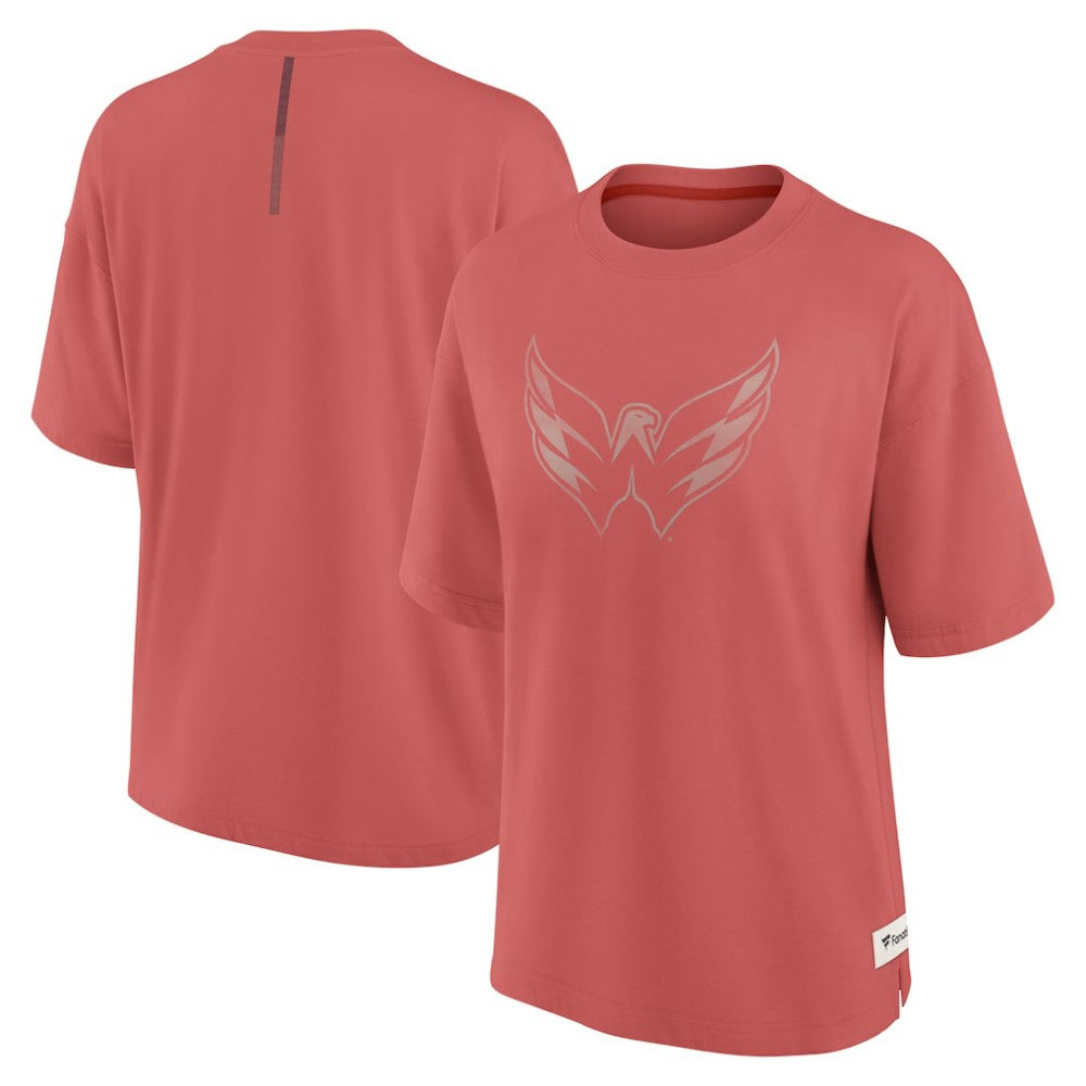 Washington Capitals Fanatics Women's Oversized Elements Raw Edge Future Ground T-Shirt - Red | US 201752500