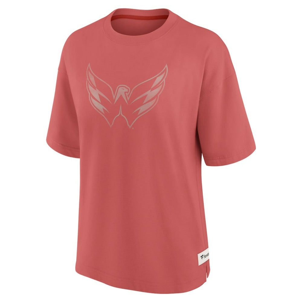 Washington Capitals Fanatics Women's Oversized Elements Raw Edge Future Ground T-Shirt - Red | US 201752500
