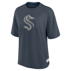 Seattle Kraken Fanatics Women's Oversized Elements Raw Edge Future Ground T-Shirt - Blue | US 201752508