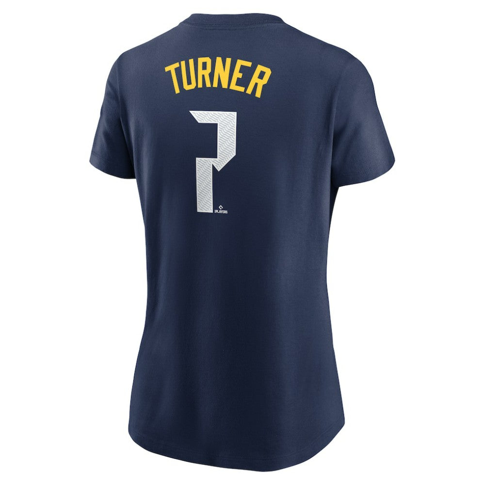 Trea Turner Philadelphia Phillies Nike Women's 2024 City Connect Fuse Player Name & Number T-Shirt - Royal T-shirts