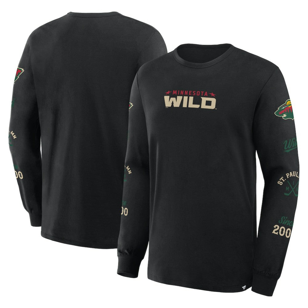 Minnesota Wild Fanatics Boxed In Legacy Long Sleeve T-Shirt - Black | US 201826838