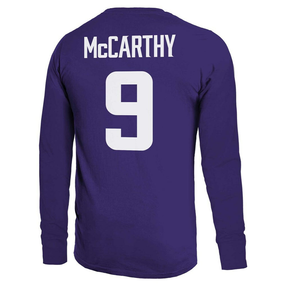 J.J. McCarthy Minnesota Vikings Majestic Threads Name & Number Long Sleeve T-Shirt - Purple T-shirts