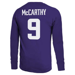 J.J. McCarthy Minnesota Vikings Majestic Threads Name & Number Long Sleeve T-Shirt - Purple T-shirts