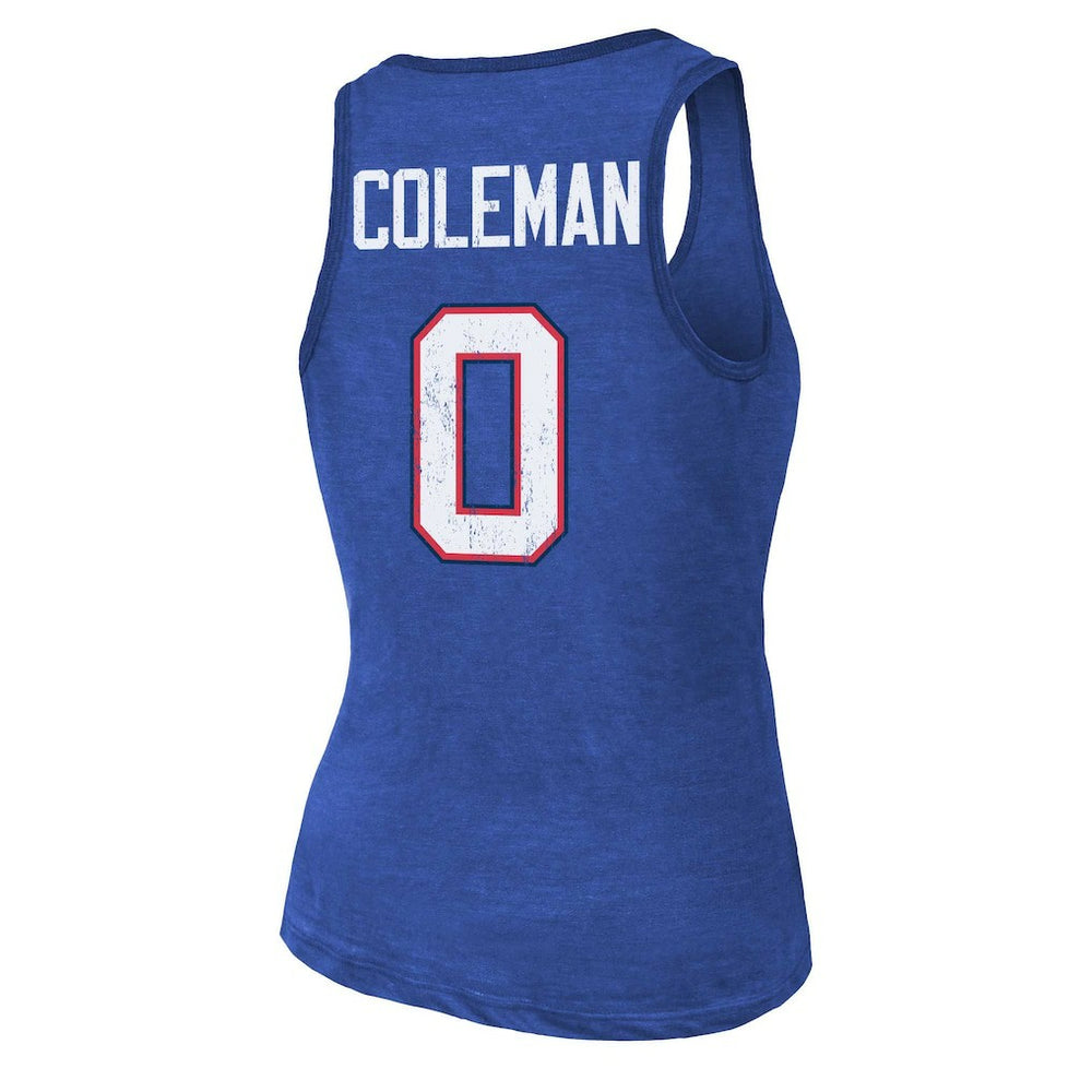 Keon Coleman Buffalo Bills Majestic Threads Women's Name & Number Tri-Blend Scoop Neck Tank Top - Royal Tops