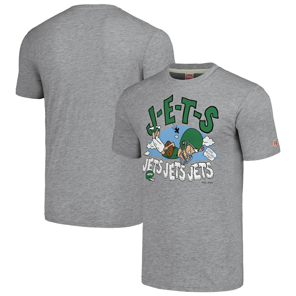 New York Jets NFL x Homage x Beavis and Butt-Head Unisex Tri-Blend T-Shirt - Gray