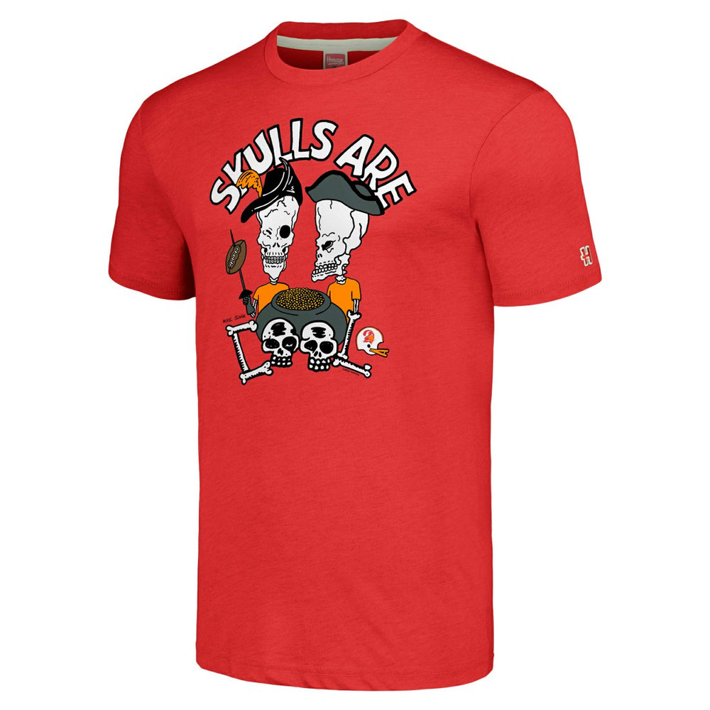 Tampa Bay Buccaneers NFL x Homage x Beavis and Butt-Head Unisex Tri-Blend T-Shirt - Red
