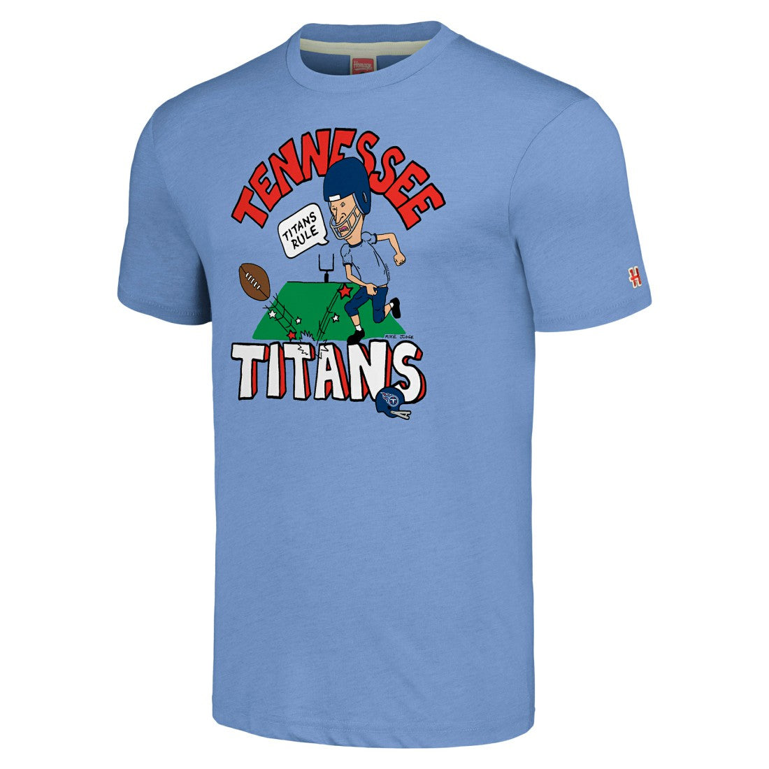 Tennessee Titans NFL x Homage x Beavis and Butt-Head Unisex Tri-Blend T-Shirt - Light Blue