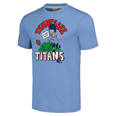 Tennessee Titans NFL x Homage x Beavis and Butt-Head Unisex Tri-Blend T-Shirt - Light Blue