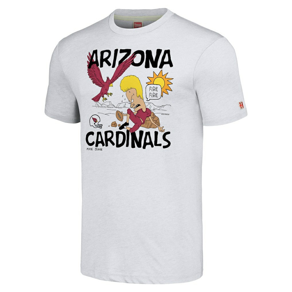 Arizona Cardinals NFL x Homage x Beavis and Butt-Head Unisex Tri-Blend T-Shirt - Ash