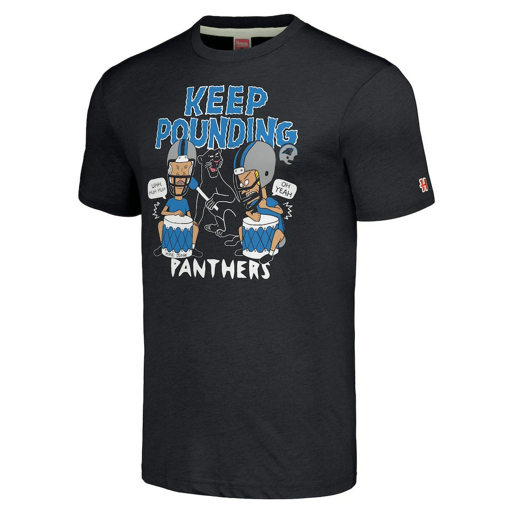 Carolina Panthers NFL x Homage x Beavis and Butt-Head Unisex Tri-Blend T-Shirt - Charcoal